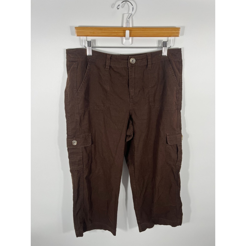 Sonoma Womens Linen Cotton Blend Gaucho Pants 10 Chocolate Brown Euro Summer